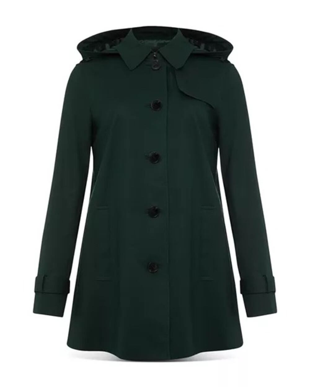 Hobbs London Chrissie Hooded Mac Jacket Forest Green Trench Coat Size 4 Raincoat